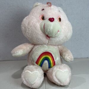 Vintage Care Bear Cheer Bear Plush 1983 13" Pink‎ Rainbow Original Plush Heart